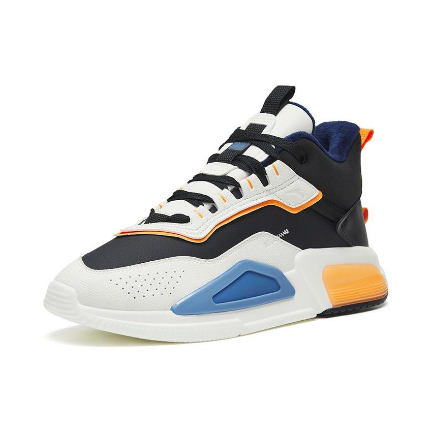 Anta Magic Cube 4 Non-Slip Shock Absorbing Warm Mid-Top Sports Casual Shoes Men Sneakers Black Blue 112248980-2