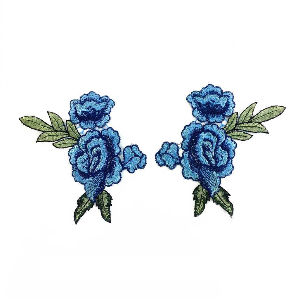 2Pcs Embroidery Flower Decor Patch Dress Hat Needlework Bag Jeans Applique Crafts Clothing Accessories DIY