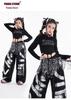 Girls' Sparkly Jazz Dance Long-Sleeve Outfit: Fashionable Street Dance T-shirt & Pants Set