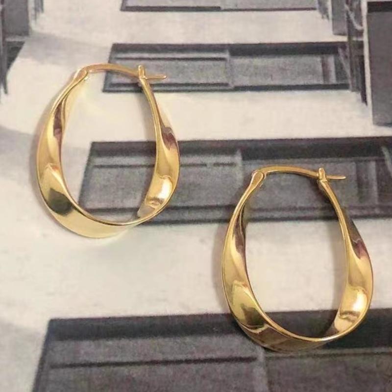 ANENJERY Metal Glossy Chunky Earrings for Women Fashion Geometric Golden Silver Color Earrings Jewelry Brincos