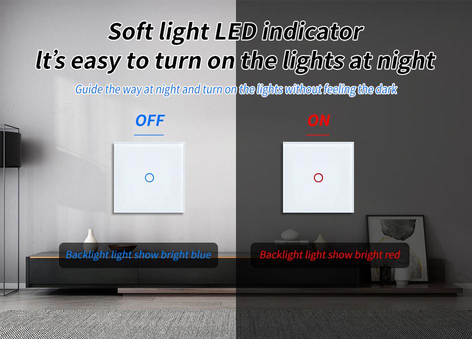 Eu 86 * 86 mm 2 Gang 2 Way Touch Dual Switch Hardened Glass Panel Sensor Switch Staircase Bedroom Switch 220 V 12 a