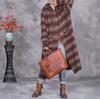 Johnature Vintage Style Contrast Stripe Hooded Casual Knit Coat Woman Autumn Fashion Long Sleeves Chinese Style Coat