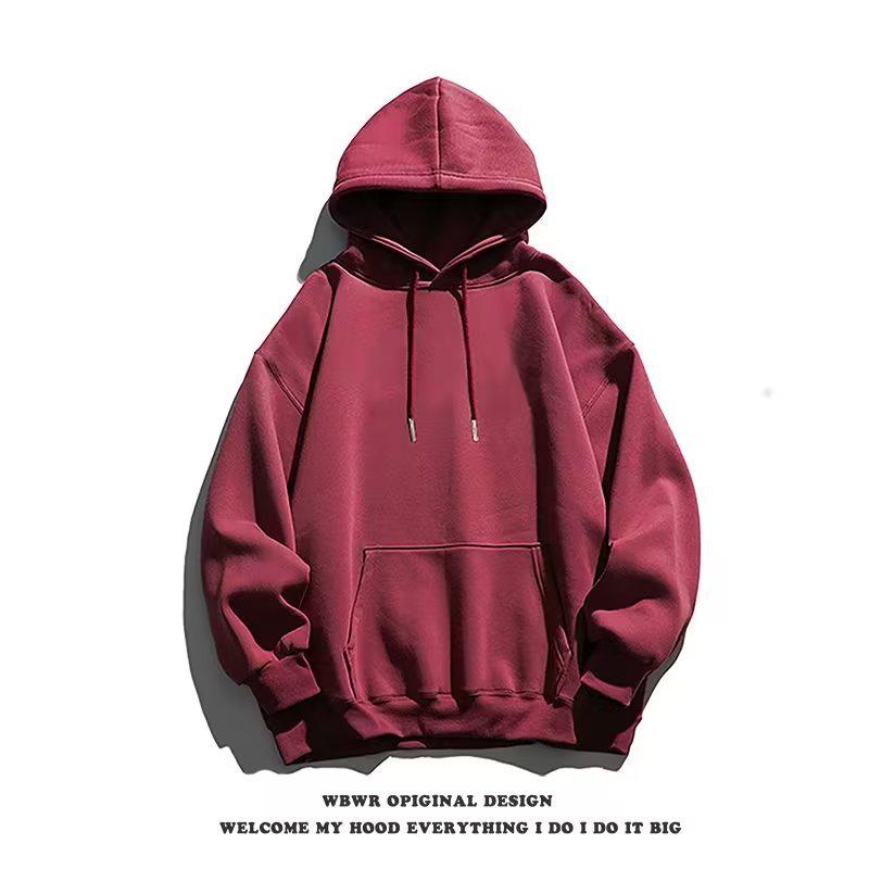 Trendiger Oversize-Hoodie für Herren: 300 g schwere chinesische Baumwolle, einfarbig, Westküsten-Stil, Unisex.