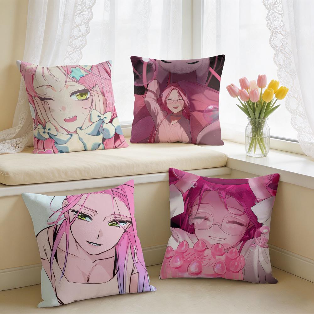 Alien Stage Mizi Anime Girl Pink Cushion Cover Square Short Plush Pillow Case Living Room Sofa Home Decor Funda X
