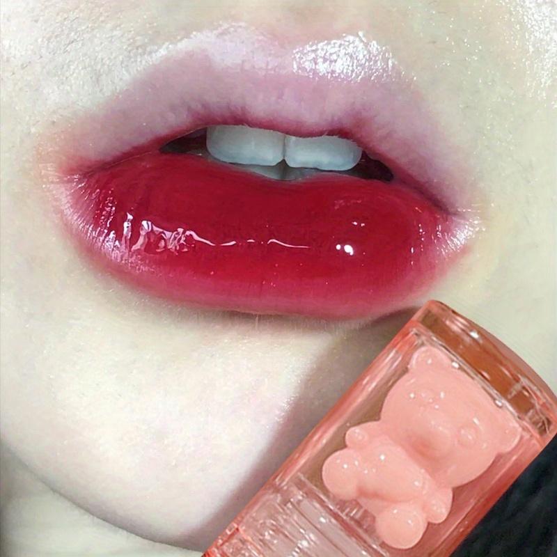 6 Color Lip Glaze Cute Little Bear Mirror Lip Gloss Jelly Liquid Lipstick with Sparkling Light Long Lasting Lip Gloss Lip Makeup for Women