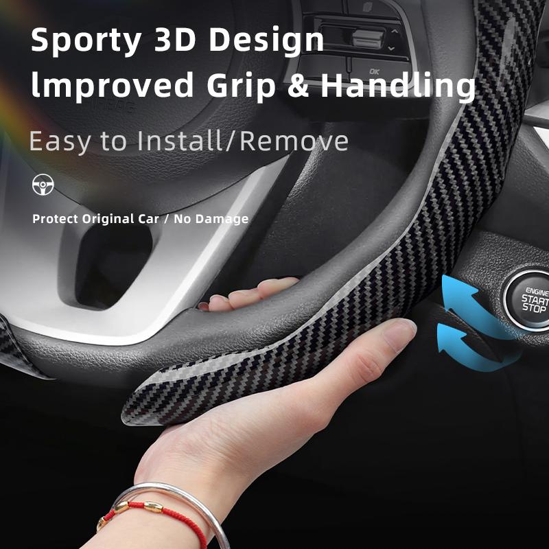 Suitable for Kia Carbon Fiber Texture Steering Wheel Cover Snap-On Wave-Shaped Sport Design Protective Shell Sportage K5 Seltos Forte K3 Picanto
