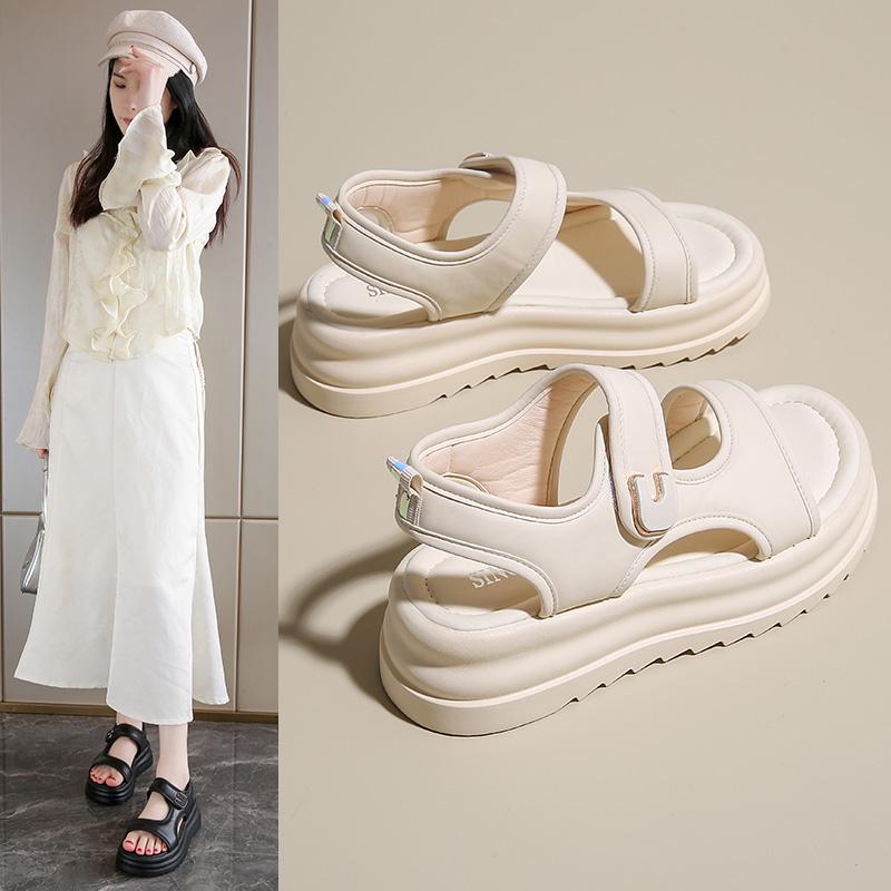 

Fashion Summer 2025 Footwear Sandals for Women Beach Roman Style Outdoor Beige Platform Ladies Shoes New Breathable Fashion 34 бежевый