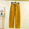 Spring Women's High-Waisted Wide-Leg Cotton Pants