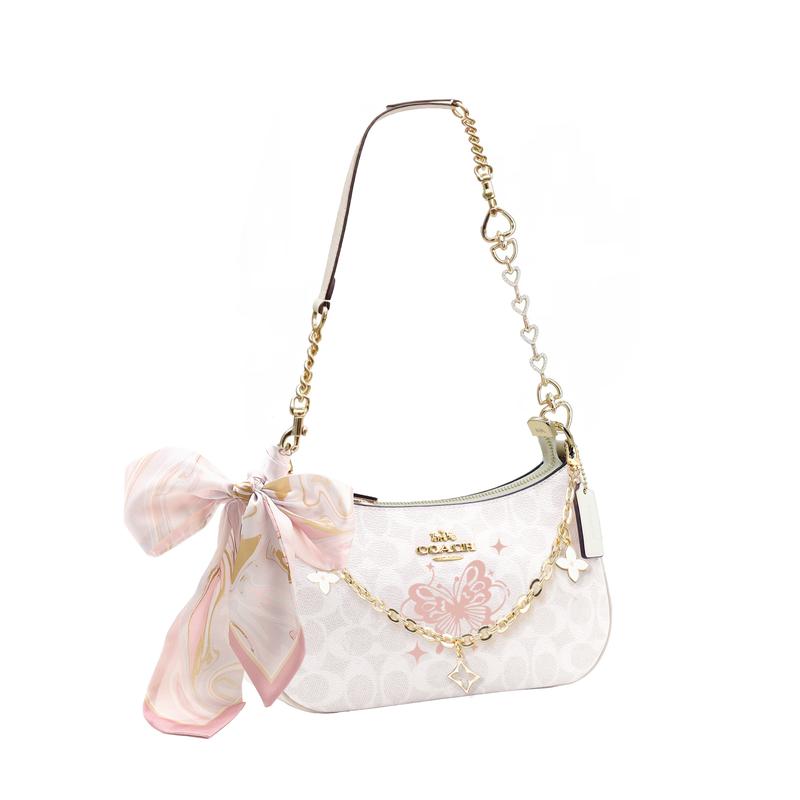Coach Shoulder Bag [Customized Bag] Teri 25 Brand Micro-label Detachable Strap Bow Silk Scarf Extension Chain Printed Feng Rusong Basic Style