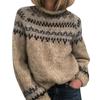 Women's High Neck Color Block Loose Knit Sweater