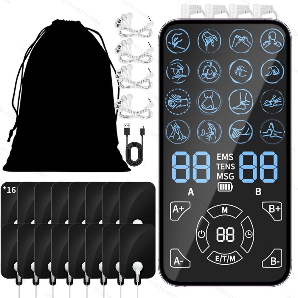16 Tens Electric EMS Acupuncture Body Massage,Tens Muscle Stimulator Therapy Slimming Machine Electro Stimulator Digital Therapy