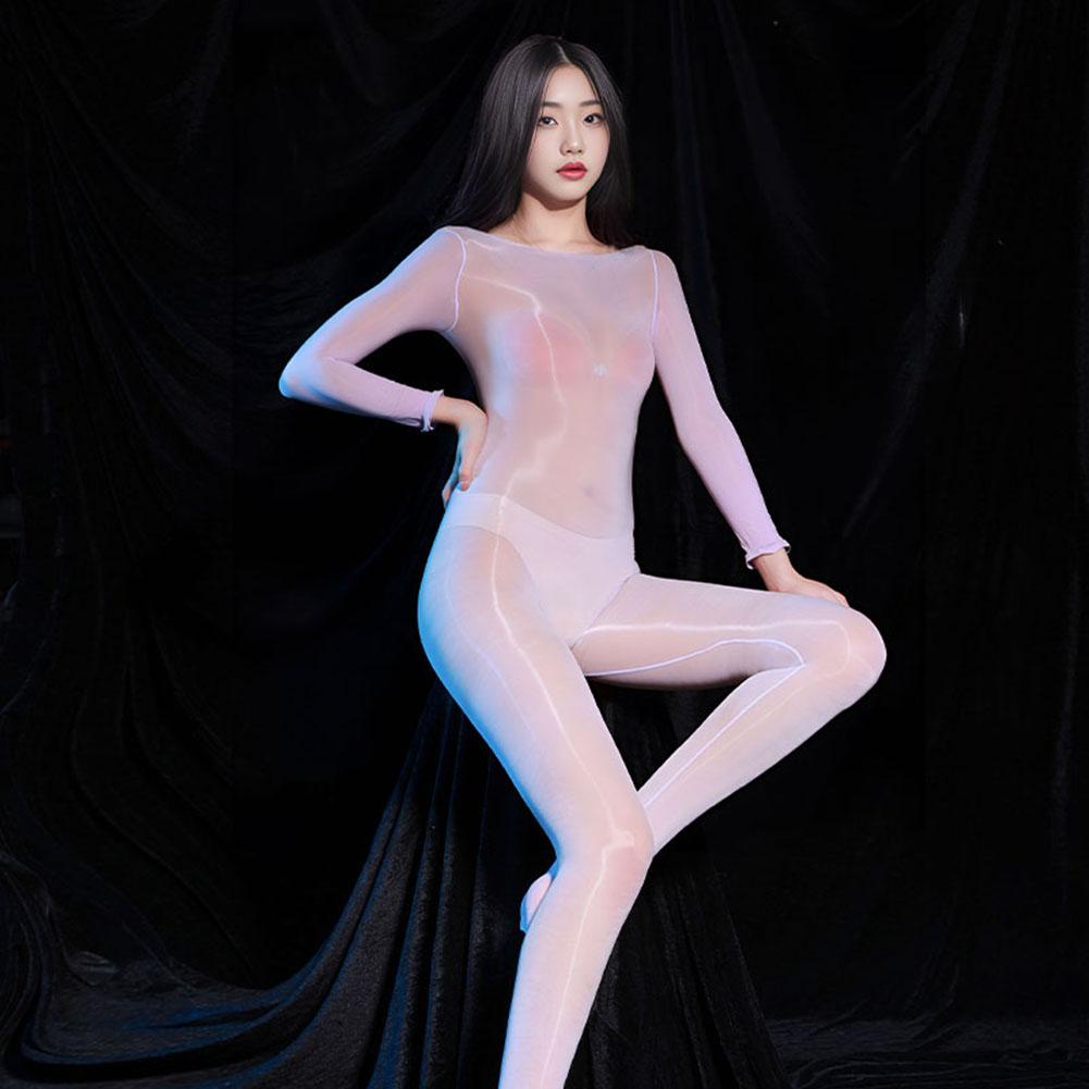 Nahtlose, sexy Unisex-Dessous, ölglänzender Overall, Strumpf, durchsichtig, ultradünn, seidig, Nachthemden für Sex, erotische Kostüme, Netz-Bodys