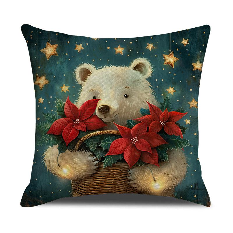 Christmas Pillow Case Snowman Print Decorative Cushion Living Room Festive Atmosphere Arrangement Sofa Pillow
