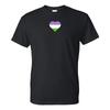 Genderqueer Pride Flag Heart - Pride Month LGBTQIA Love Identity T Shirt - Black