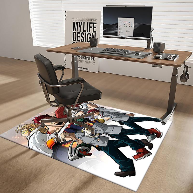 1pc My Hero Academia Theme Chair Mat - Anime Cartoon Design Office Rug, Anti-Slip Carpet for Desk, Suitable for Home Decor, Living Room, Bedroom, Game