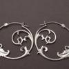 2pcs Vintage Round Inlaid Flower Leaf Grave Earrings Geometric Creativity Silver Color Dangle Earrings for Women Jewelry