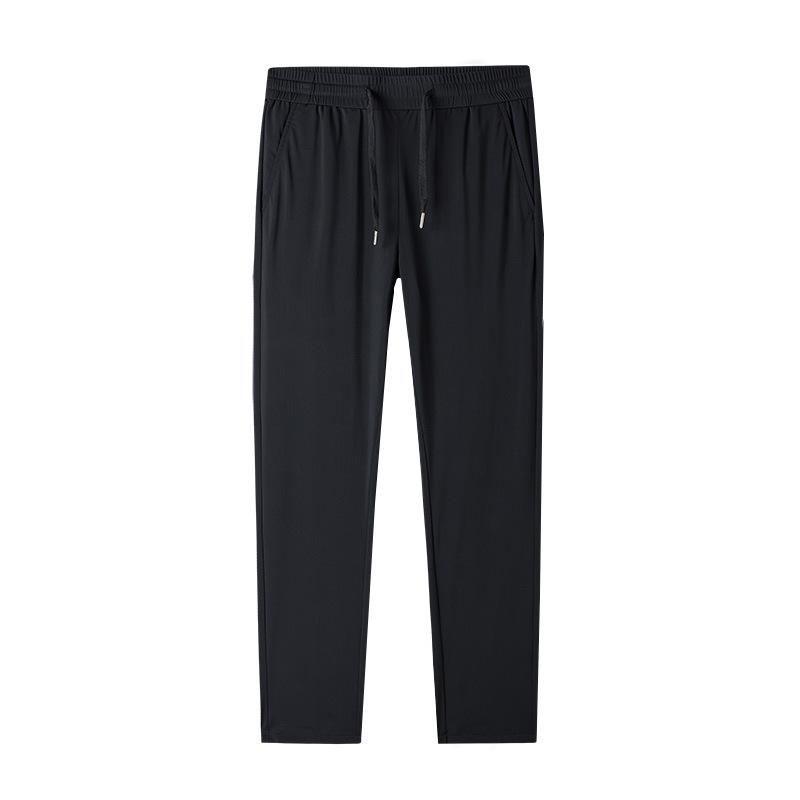 Spring Ice Silk Pants Men's Straight Trousers High-end Black Iron-free Business Casual Pants Daddy's Thin Men's Pants