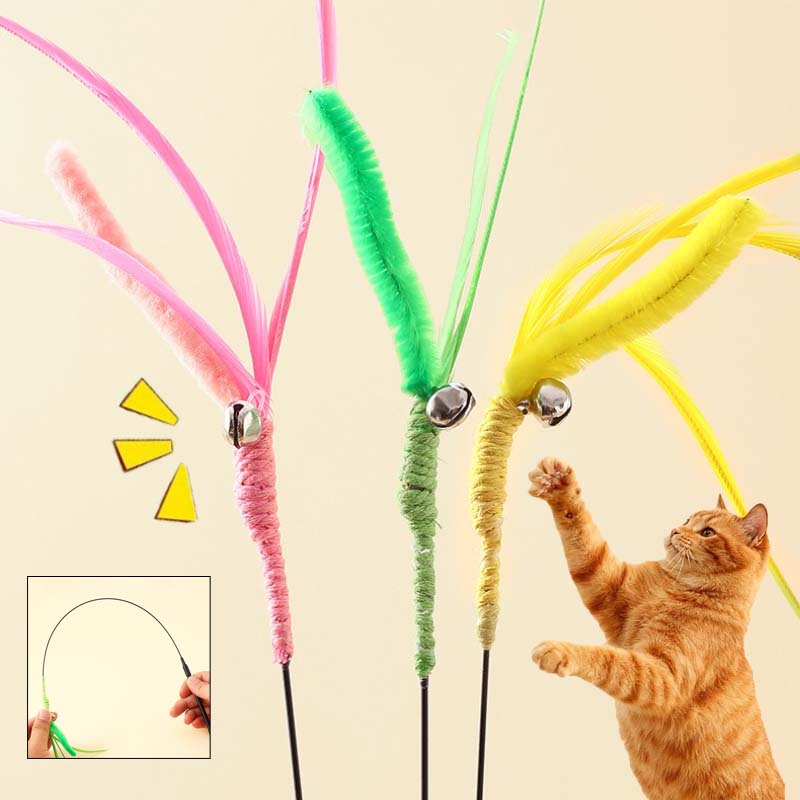 New Cat Teaser Stick Toy Interactive Bell Squeaky Simulated Dog Tail Kitten Toy Training Bite-resistant Cat Toy Supplies