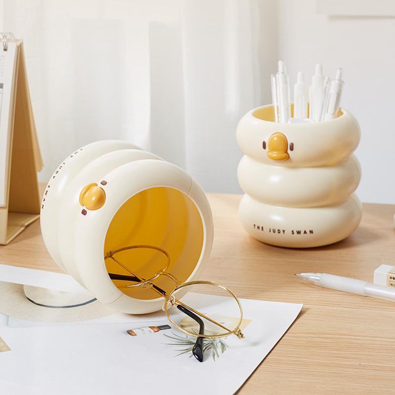 Round Design Pen Holder Large Capacity Pen Pencil Brush Storage Container Box Plastic Stationery Desk Organizer Kids Gift