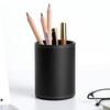 Pen Container Large Capacity Wear Resistant Smooth Edge Simple Style Compact Size Save Space Faux Leather Round Pen Holder Desktop Stationery Storage