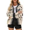Women's Square Neck Button-Up Sweater Fashionable Loose-Fit Knit Cardigan Fuzzy Warm Coat