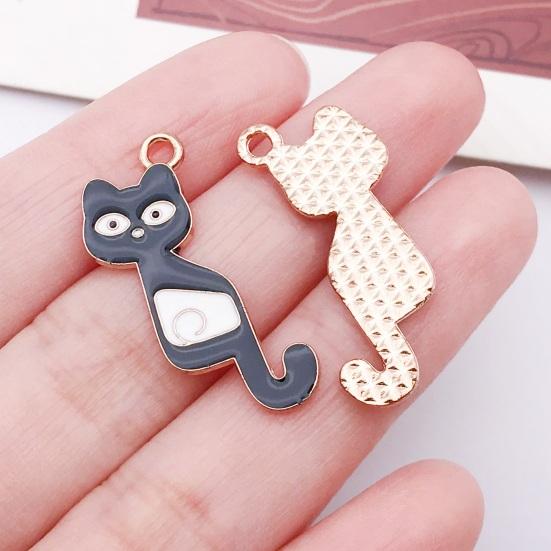 10 ks Roztomilá kočičí přívěsky na šperky Smaltované zvířecí přívěsky Černá koťátka Přívěsky na náramky pro DIY výrobu šperků Náhrdelníky Náušnice Klíčenky