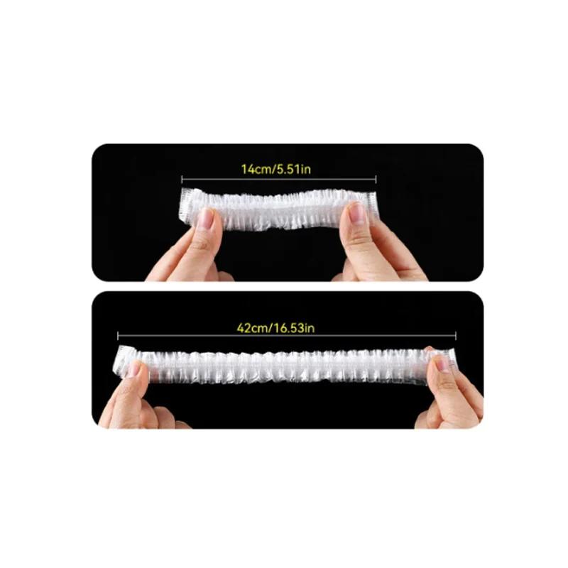 Women's Disposable Shower Cap, Plastic Waterproof Head Cover, Pink Spa Salon, Hotel Hair Dye, Elastic Hair Cap, 100 Pieces/set