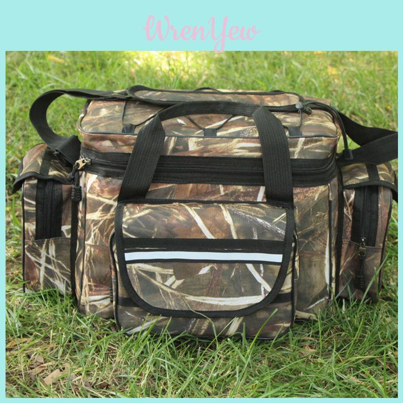 Realistic Design Large Waterproof Fishing Tackle Bag Case Shoulder Strap Pockets