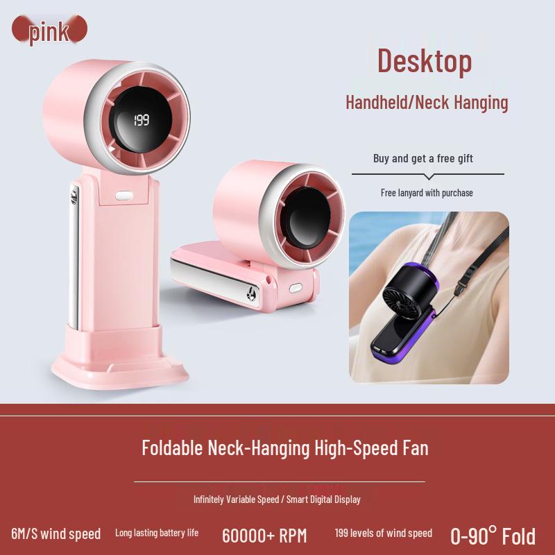 Handheld Turbo Fan: 199-Speed Portable USB Mini Fan with Long Battery Life for Outdoor Use 16.5x6.5x6.1 cm