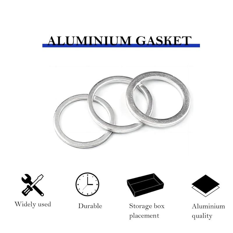 540Pcs Aluminum Flat Washer, Automotive Oil Drain Plug Crush Gasket Aluminum Sealing Rings M6 M8 M10 M12 M14 M16 M18 M22 M24