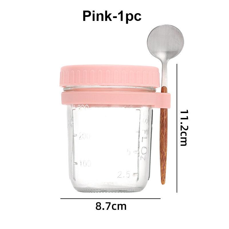 

1/2PCS Overnight Oats Jars with Spoon and Lid 350ml Airtight Oatmeal Container with Measurement Marks for Fruit Vegetable Yogurt 301-350ml