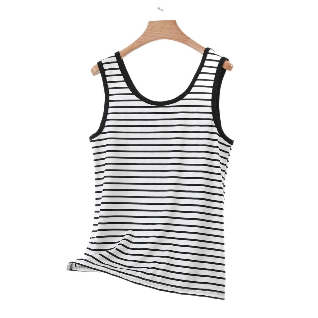Striped Sleeveless Women's U-Neck Tank Top - Wide Shoulder Modal Camisole 2026 Summer Edition
