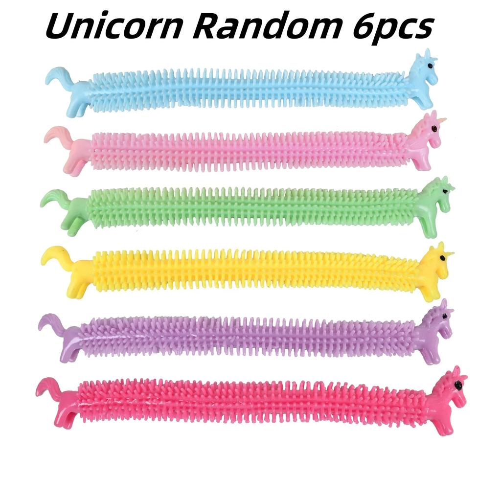 3/6Pcs Worm Noodle Stretch String Tpr Rope Counter Stress Toys String Fidgeting  Vent Toys Squishy For Kids Christmas Gifts