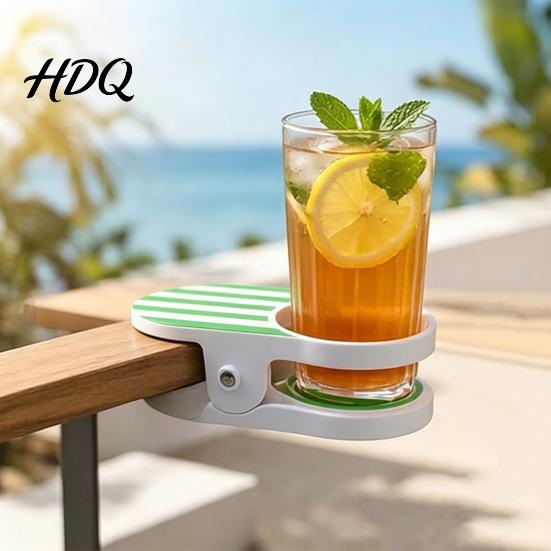 Cup Holder with Clamp Clip-On Drink for Chair Portable Beach Chair Bottle Patio Table Striped Outdoor On Beverage Caddy Pool Cruise