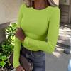 Women's  And Winter Slim Bottom T-shirt Fashion Casual Solid Color O-Neck Pullover Long Sleeve Top