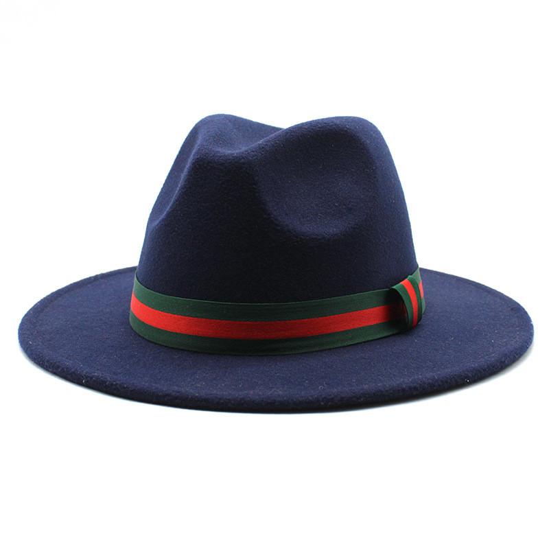 Fall Winter Fedora Hat For Men Women With Leopard Print Wool Felt Wide Brim Sun Protection