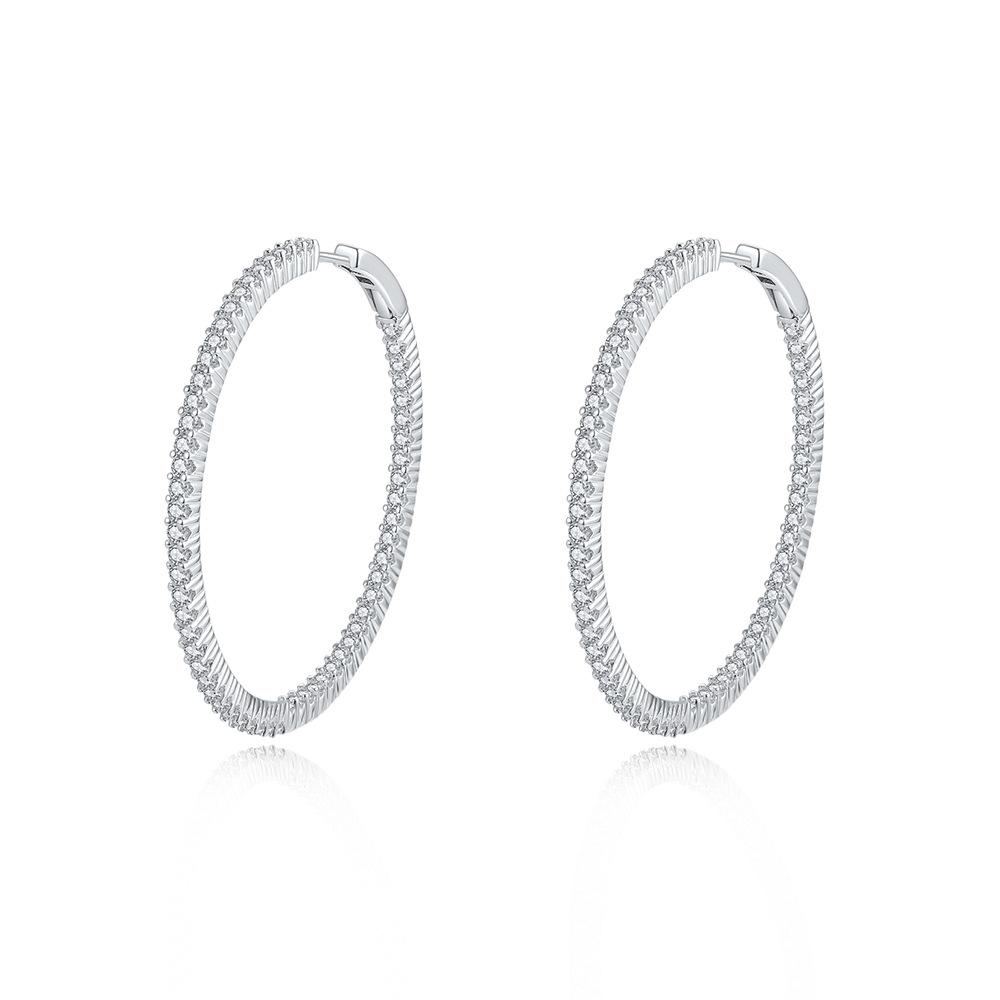 Large Hoop Earrings Manufacturer Circle Cubic Zirconia Hoop Earrings S925 Silver New European American Women Earrings 20mm&Cubic zirconia