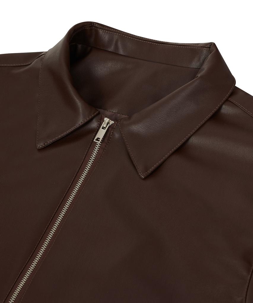 Ironyporno Whiteline 86-Iro086 [Renewal] Cruelty-Free Single Collared Leather Jacket Brown