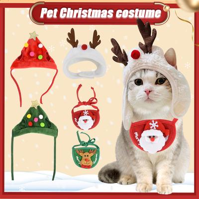 Dog Cat Christmas Hat Pets Clothes Bibs Puppy Cap Costume Accessories Navidad Xmas Home Decoration 2025 New Year Gift Bandana
