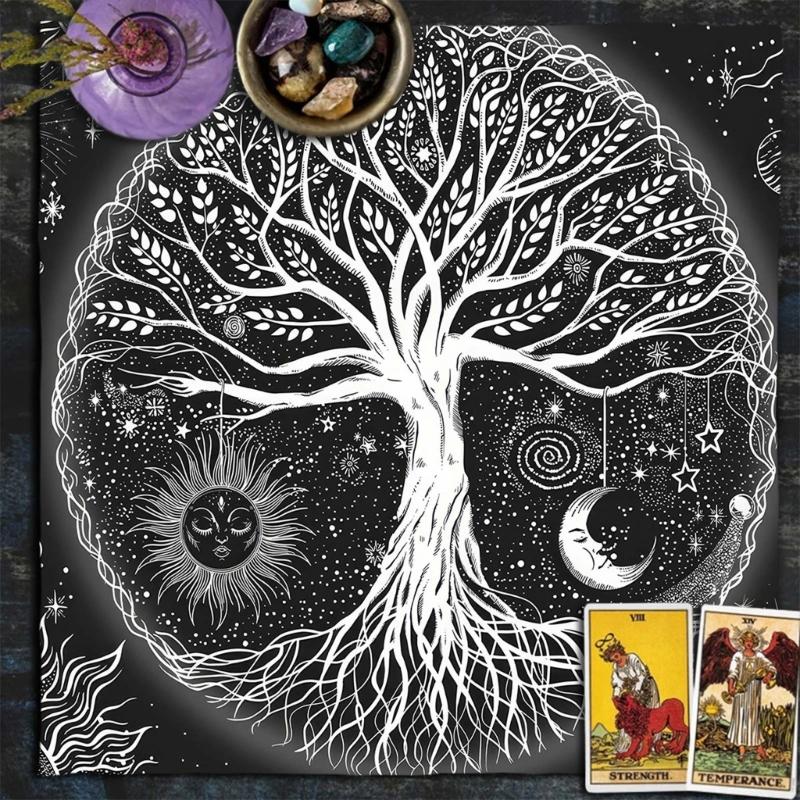 Altar Cloth Tarot Mat Table Cloth Witchcraft Square Alter Wiccan Spiritual Alter Cloth Life Tree 50x50cm/75x75cm