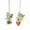 Pinecone Swing, Flower Fairy Garden Pendant, Luminous Fairy Statue, Decorative Resin Handicraft