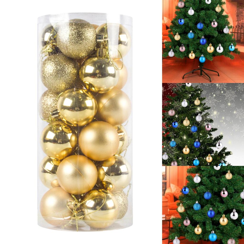 24x Christmas Ball Pendants Crafts Shatterproof DIY Decor Hanging Balls for Birthday Engagement Indoor Anniversary Festivals