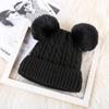 Knitted hat children's winter new adult thickened plush double hairball pullover hat warm cute wool hat men