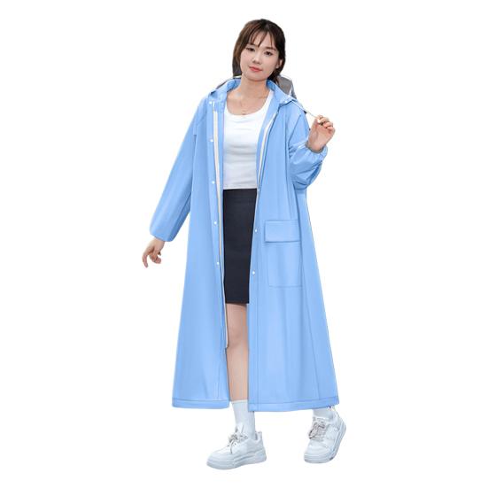 Yousheng Hooded Raincoat Waterproof EVA Button Zipper Closure Reusable Adults Ultralight Rainproof Thick Portable Outdoor Travel Rain Jacket Poncho