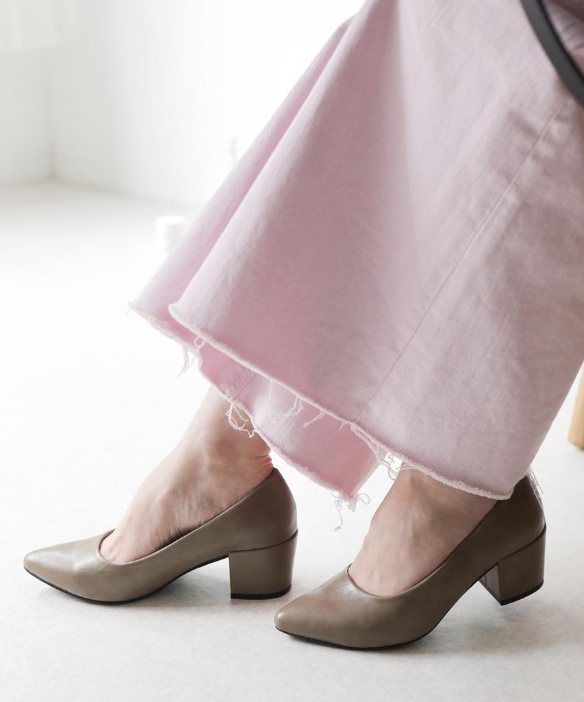 Pointed Toe Chunky Heel Pumps for Women with Size Grayish [Sest] Anti-slip Heels, 24.0cm, Beige, dnp4300a-GYBGPU-240