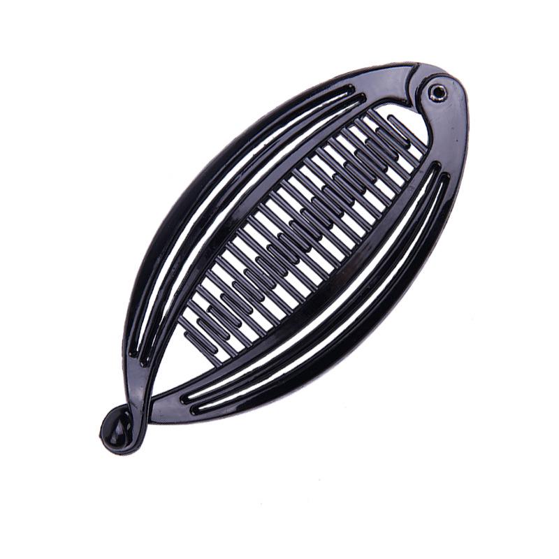 Große glänzend schwarze Schildpatt-Haarspange mit Drei-Fische-Design