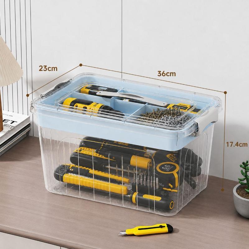 Transparent Double-Layer Toolbox Large Capacity Storage Container for Tiny Screws Jewelry Parts Home DIY Craft Organization