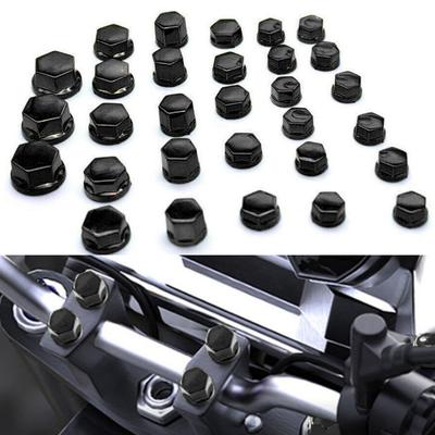 8-20mm Screws 30pcs/set Motorcycle Screw Nut Caps Motorbike Bolt Cover Decoration Fit for Yamaha Kawasaki Honda Black