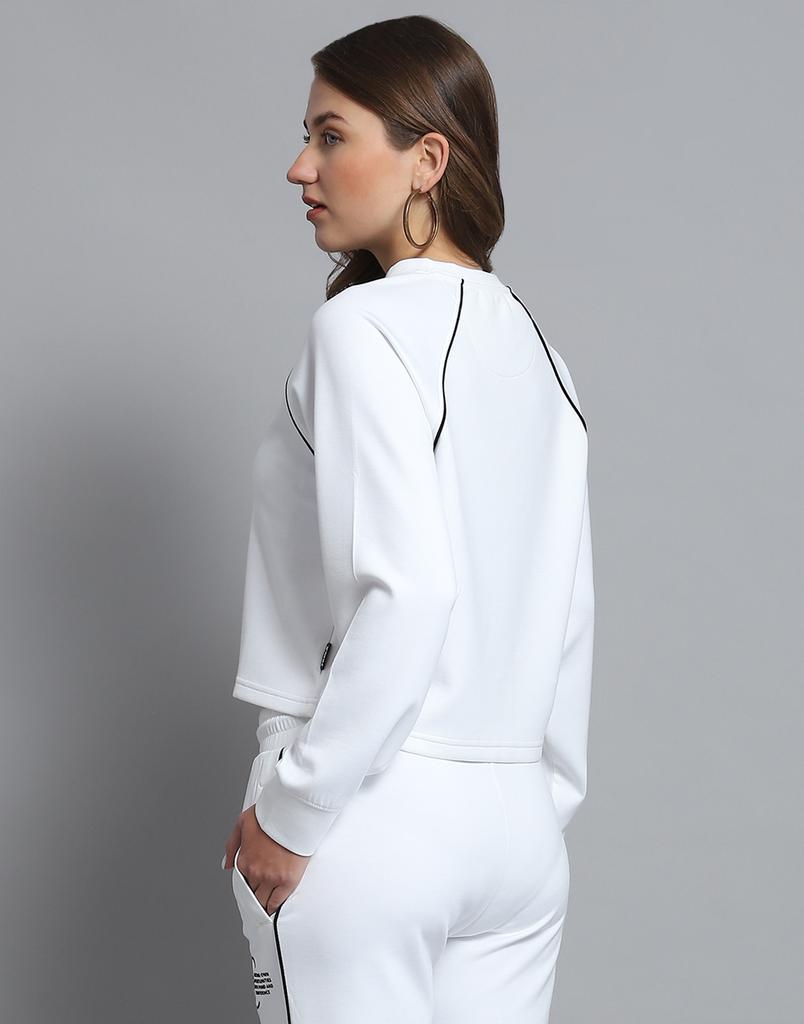 ROCK.IT from house of Monte Carlo Womens Self Design White Round Neck Full Sleeve Sweatshirt