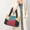 Yogodlns New Spliced Canvas Women's Shoulder Bag Large-capacity Portable Messenger Bag Casual Ethnic Style Contrasting Color Bag